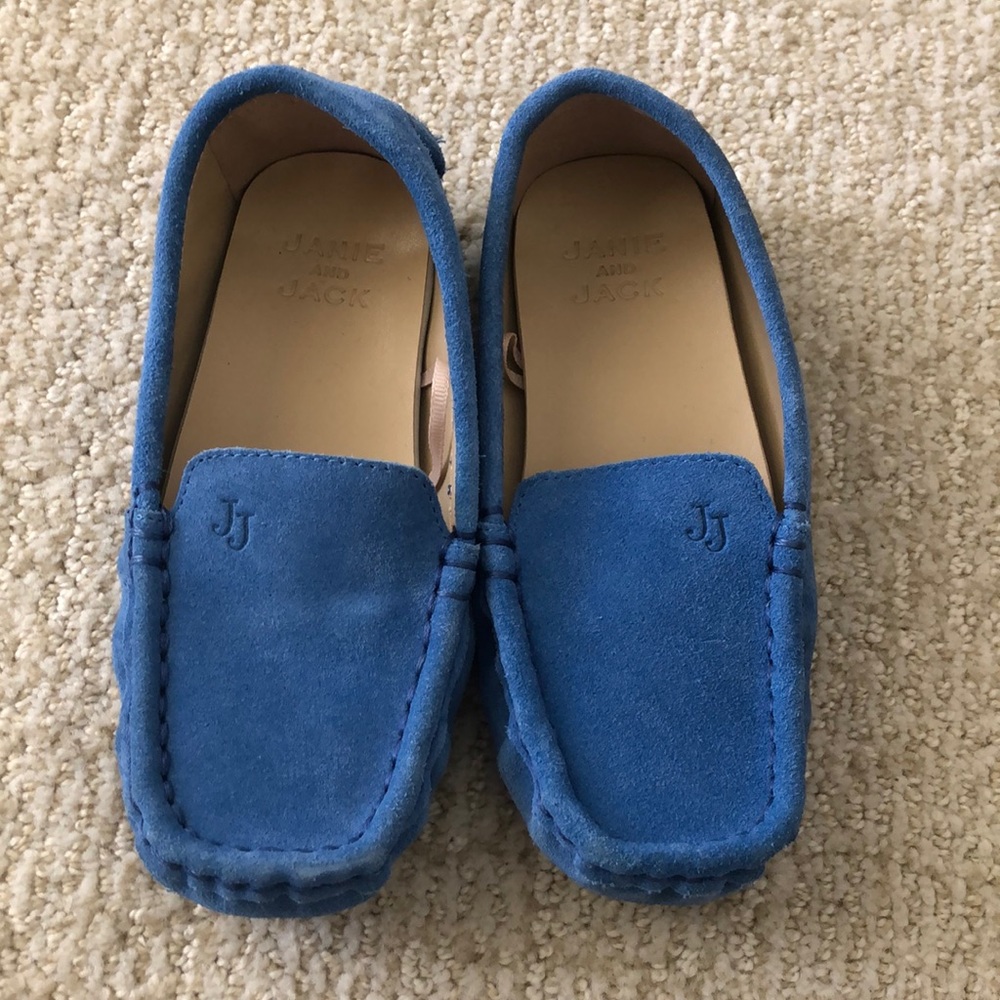 Janie and Jack boys blue suede loafers